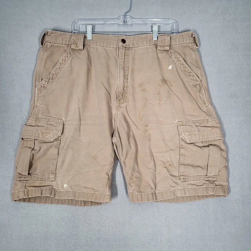 Carhartt Cargo Shorts Men's 40 Khaki Cotton Workwear Outdoor Utility Casual